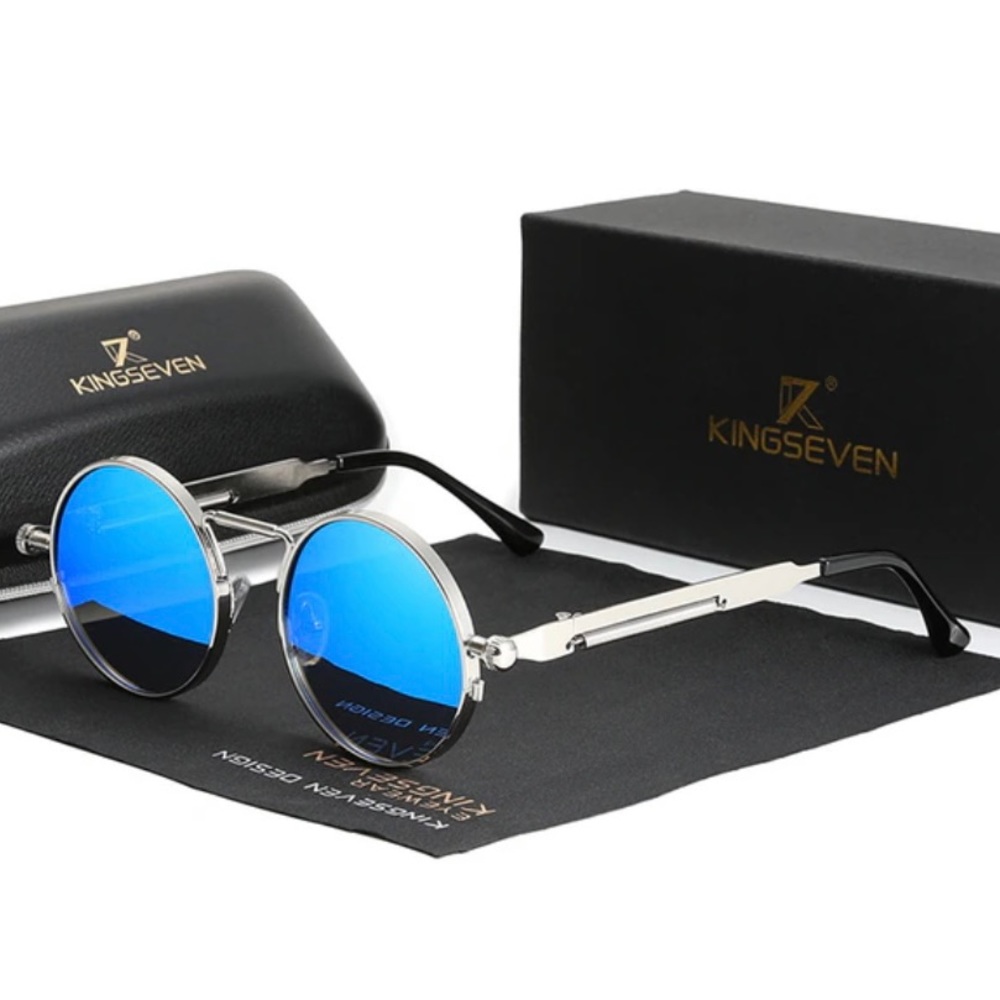 KINGSEVEN Gothic Steampunk Polarized Designer Vintage Round Metal Frame Glasses